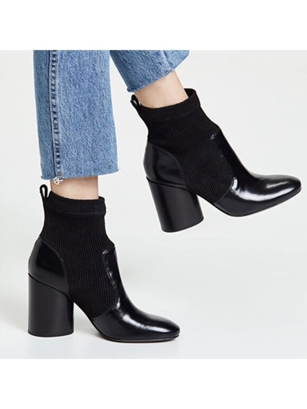 New! TORY BURCH Rowan Sock Booties Black Size 6.5 DD35